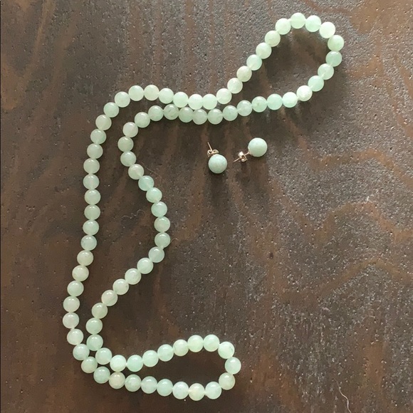 Jewelry - Jade and Sterling Necklace and Earring Set